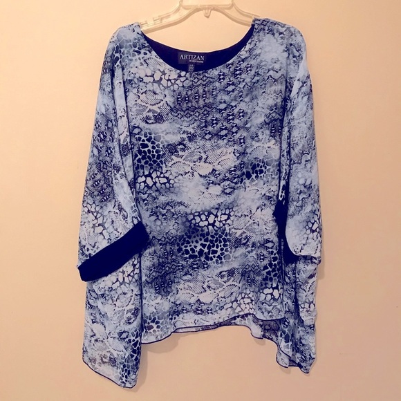 Artizan Robin Barre Blue Snake Print Blouse - Picture 2 of 5